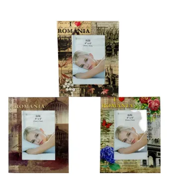 Ramă foto Sticlă engros Love Romania ,model mix 23x18cm