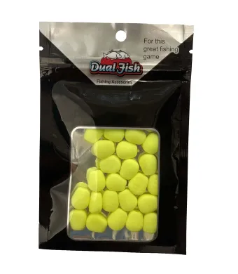 Porumb flotant din silicon, cu aroma adaugata, pentru pescuit, culoare galben fluo, Dual Fish Engros