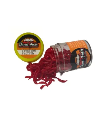 Viermi artificiali (silicon) cu feromoni, culoare rosu, Dual Fish Engros