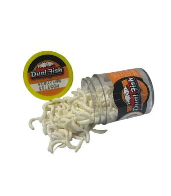 Viermi artificiali (silicon) cu feromoni, culoare alb, Dual Fish Engros