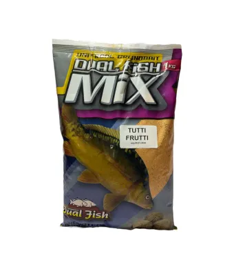 Nada MIX sub forma de cereale sfaramate pentru pescuit, aditivata, aroma de TUTTI FRUTTI, 1 Kg, Dual Fish Engros