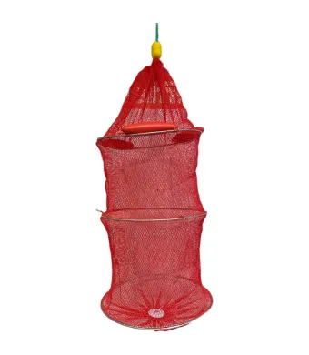 Juvelnic plasa cauciucat, culoare rosu, 3 cercuri diametru 40 cm, lungime de 80 cm, Dual Fish Engros