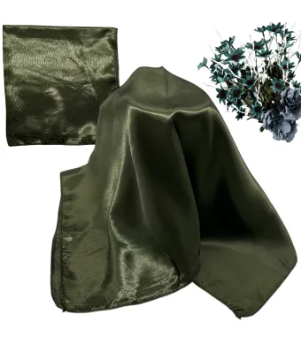 Eșarfă satinatӑ - Fichu 50x50 cm, culoare Maslin verde, en-gros