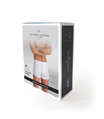 Set 3 bucati boxeri barbati elastic acoperit  Bielastic 4003 - Negru, 3XL Engros (XL, Alb)