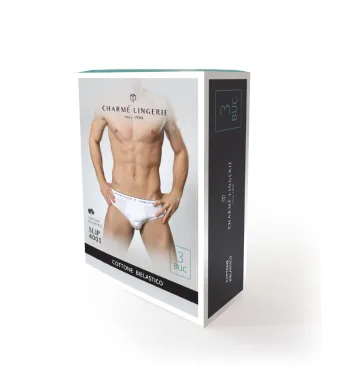 Set 3 bucati, slip barbati, bumbac, elastic lat Bielastic 4001 - Alb, 2XL Engros (2XL, NEGRU)
