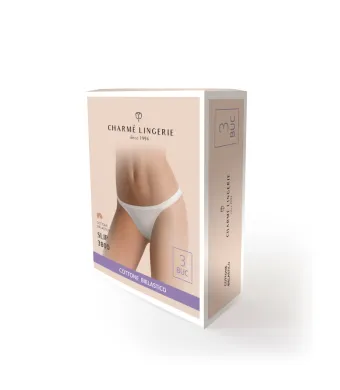 Set 3 bucati chiloti dama bumbac bielastic Slim 3800 - Alb, M Engros (M, Alb)
