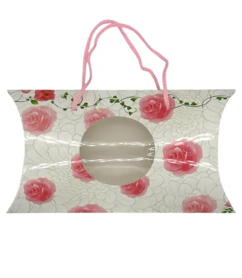 Cutie cadou pliabilă 20x12x4 cm cu fereastră transparentă și mânere en-gros