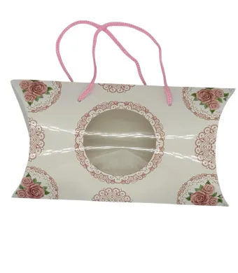 Cutie cadou pliabilă 20x12x4 cm cu fereastră transparentă și mânere en-gros