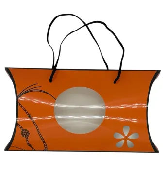 Cutie cadou pliabilă 20x12x4 cm cu fereastră transparentă și mânere en-gros