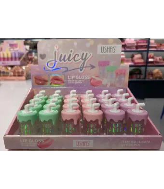 Luciu de Buze USHAS Juicy, 5.3g – Hidratare & Strălucire, Ambalaj în Formă de Pahar cu Pai Engros