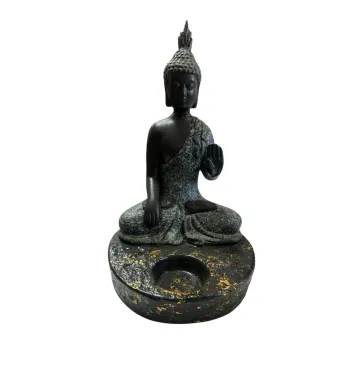 Suport lumanare Buddha GRI, dimensiuni: 12x22 cm