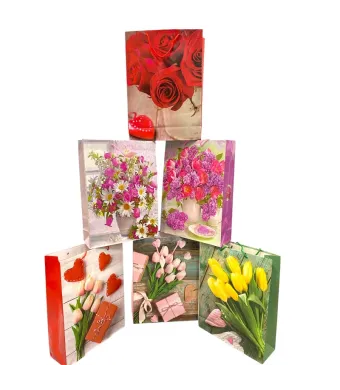 Pungi de Cadou 12/set Diferite Modele Florale 32x44x11cm Cartonate Engros