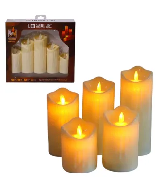 Lumanari Decorative 5/set cu LEd din Plastic, Diferite Dimeniuni cu Efect Flacara Engros
