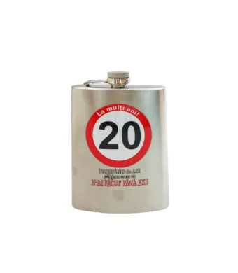 Plosca metal personalizata, La multi ani, 20 Engros