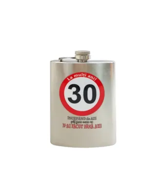 Plosca metal personalizata, La multi ani, 30 Engros