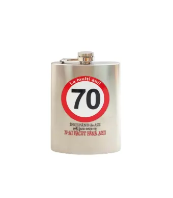 Plosca metal personalizata, La multi ani, 70 Engros