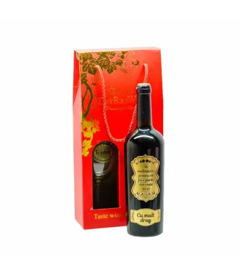 Vin personalizat cu mesaj - Îți mulțumesc pentru că faci... Engros