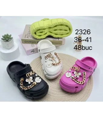 Saboti pentru Dama, Model Turnat Înalt, Accesorizat cu Lanț și Strasuri Mari – Culori Combinate (Mărimi 36-41), En-gros