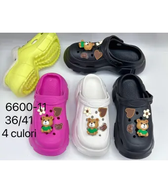 Saboti pentru Dama, Model Turnat Înalt, Accesorizat cu Ursuleț, Floare și Inimioară – Culori Combinate (Mărimi 36-41), En-gros