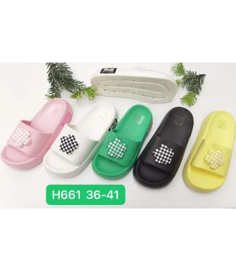 Papuci de vară pentru damă, model turnat confortabil înalt, decorați cu floare, culori combinate, mărimi 36-41, En-gros