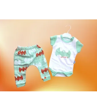 COMPLEU 2 piese din bumbac, BODY+PANTALON, 3-12 LUNI, 4/set engros