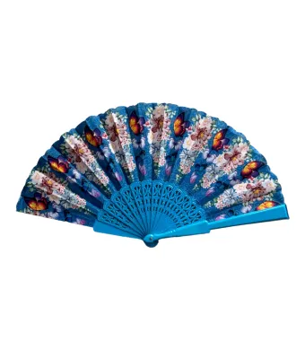 Evantai plastic Fluturi ,engros ,12/set albastru