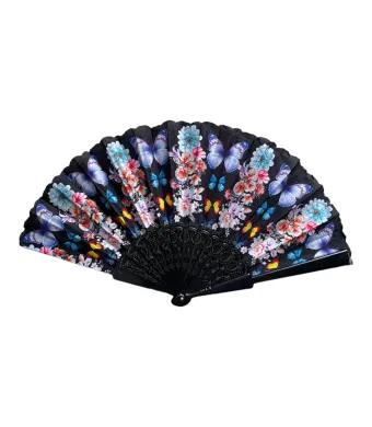 Evantai plastic Fluturi ,engros ,12/set negru