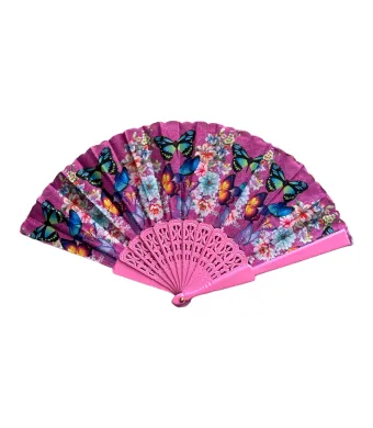 Evantai plastic Fluturi ,engros ,12/set roz