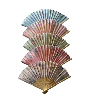 Evantai lemn cu pânză ,engros ,50/set color mix