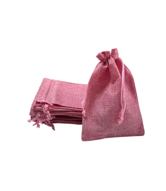 Set 50 saculeti din material textil cu snur, ROZ, dimensiuni: 12x18 cm