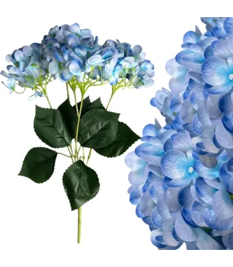 Hortensie artificială cu flori din silicon, 44 cm, 5 fire – engros
