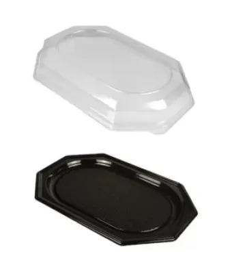 Platou negru catering+capac înalt 55x35 cm, 10 buc/set Engros