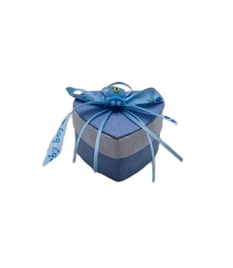Cutie lemn mărturie , bleu 12ps  6.5 cm  x 5,7cm engros