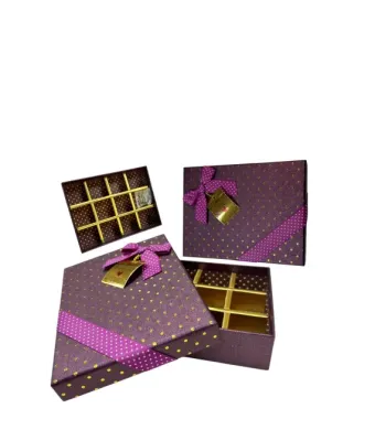 Cutie Cadou Decorativă 9 compartimente mov cu fundiță En-gros