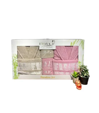 Set Halate Prosop Bamboo Engros Bej-Roz Pudra