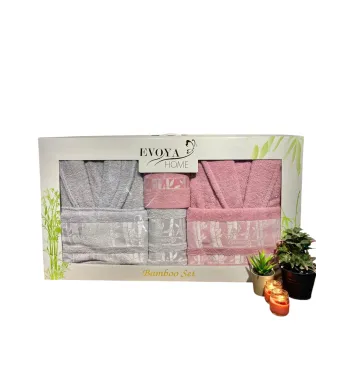 Set Halate Prosop Bamboo Engros Gri-Roz Pudra
