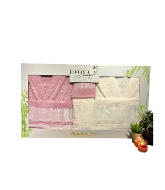 Set Halate Prosop Bamboo Engros Roz Pudra-Alb
