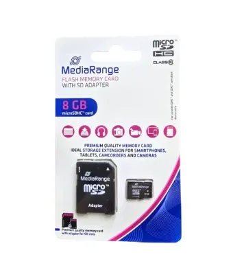 CARD MICROSD + ADAPTOR MEDIARANGE 8Gb MR957  enGross