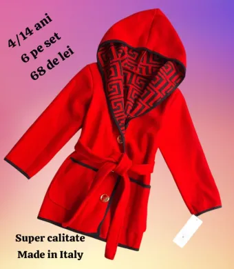 PALTON de fete, din stofa subtire, made in Italia, 4-14 ani, 6/set engros