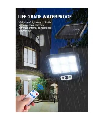 Lampa solara de perete, 6 x COB LED, 40W, panou solar polisciliu detasabil, senzor de miscare, rezistent la apa