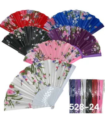 Evantaie cu motive florale culori mixte– Set en-gros de 12buc