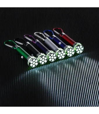 Mini lanternă LED, 7 led, lumină verde, cu carabină, corp din aluminiu, iluminat puternic, engros