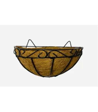 Cos Suspendat  pentru Flori – 27x18 cm, cu Suport Metalic și Căptușeală din Fibre de Cocos Decor rustic și elegant pentru grădina sau balconul tău,En-gros