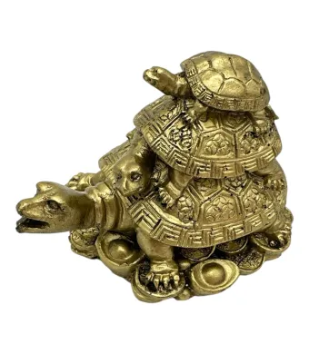 Statueta feng shui trei generatii de broaste testoase – decor din rasina 9cm pentru noroc si armonie, En-gros