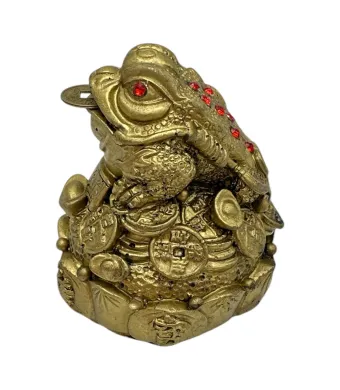 Broasca feng shui cu pietre rosii 6.5cm – amuleta banilor din rasina pentru noroc si prosperitate, En-gros
