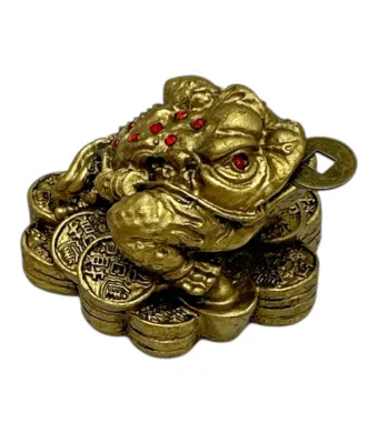 Broasca feng shui cu pietre rosii 7cm – amuleta banilor din rasina pentru noroc si prosperitate, En-gros