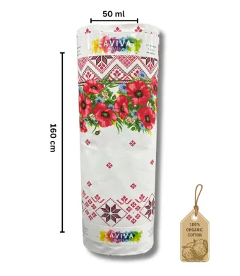 Material fata de masa engros 100% bumbac, latime 160 cm, rola 50 ml maci (alb)