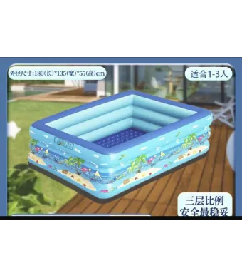 Piscină Gonflabilă Copii și Familie Engross – 180x135x55 cm, 3 Straturi, Design Tropical