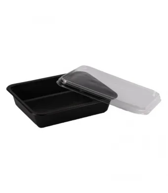 Caserole negre cu capac din PP pentru meniu, engros, /bax (500 g)