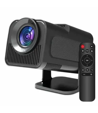 Mini Videoproiector Portabil Smart cu IR  Remote, 4K Ultra HD, Keystone, 300 ANSI, Focus Reglabil, WiFi 6, Bluetooth 5.0, Android 11, HDMI, USB, Mirroring, Difuzor, Rotatie 180°, Proiectie pana la 130 inch, Alb Engros
